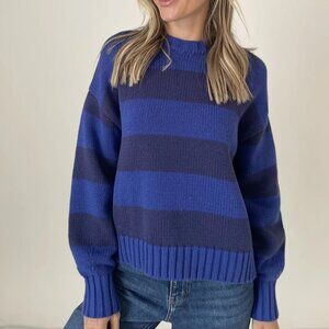 Madison Oversized Striped Sweater, Navy